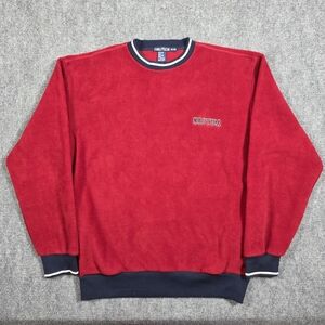 Nautica Vintage Fleece Pullover Red Navy XL Made in USA Crewneck Sweatshirt